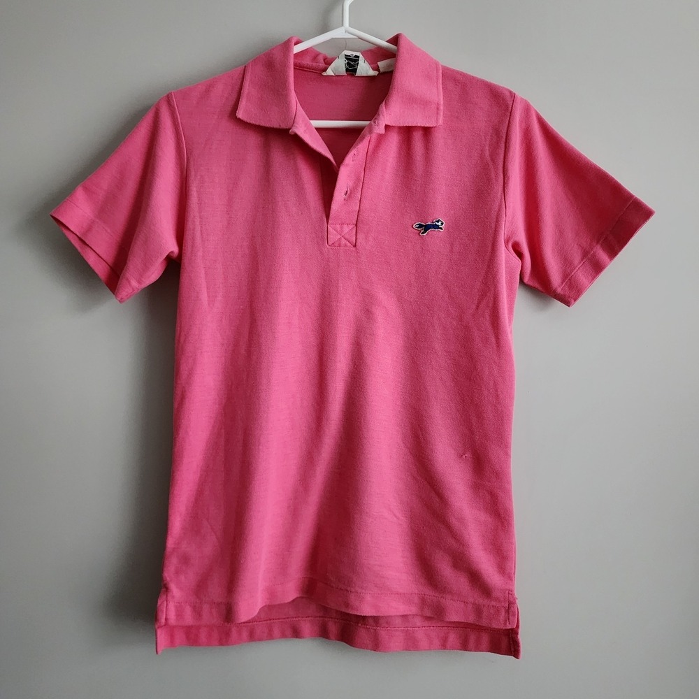 VTG JCPenney The Fox Polo‎ Shirt Pink Kurt Cobain 80s 90s Pique Mesh JC Penney S